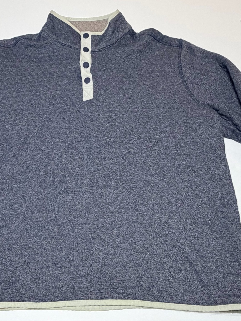 Southern Tide Heather Navy Pullover Henley with Contrast Placket